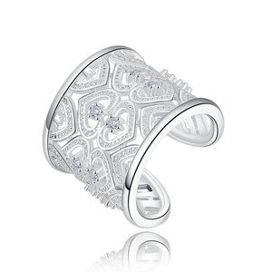 ❤️ NEW 💎 925 Sterling Silver Heart Cristal Adjustable Ring Elegant Cute Gift